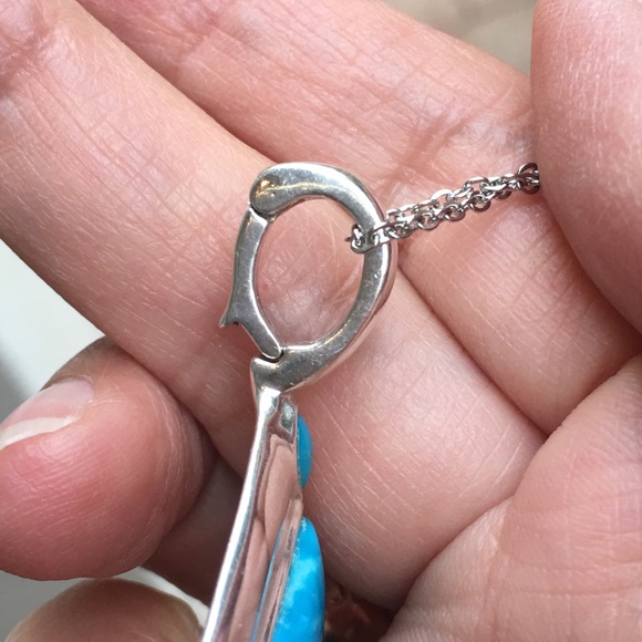 Genuine turquoise sterling silver drop pendant - Picture 6 of 7